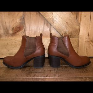 Brown heeled booties